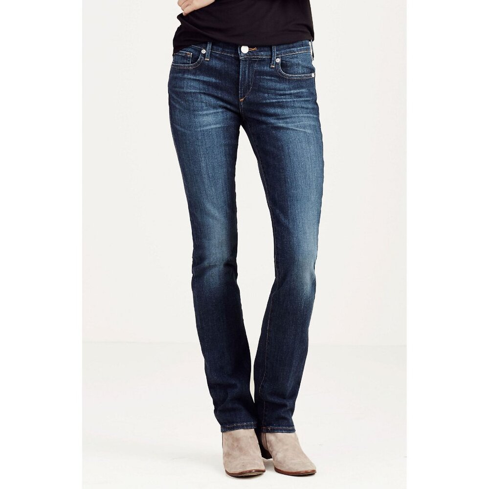 True Religion Cora Low Rise Straight Leg Jeans Medium Wash Women's Size 25